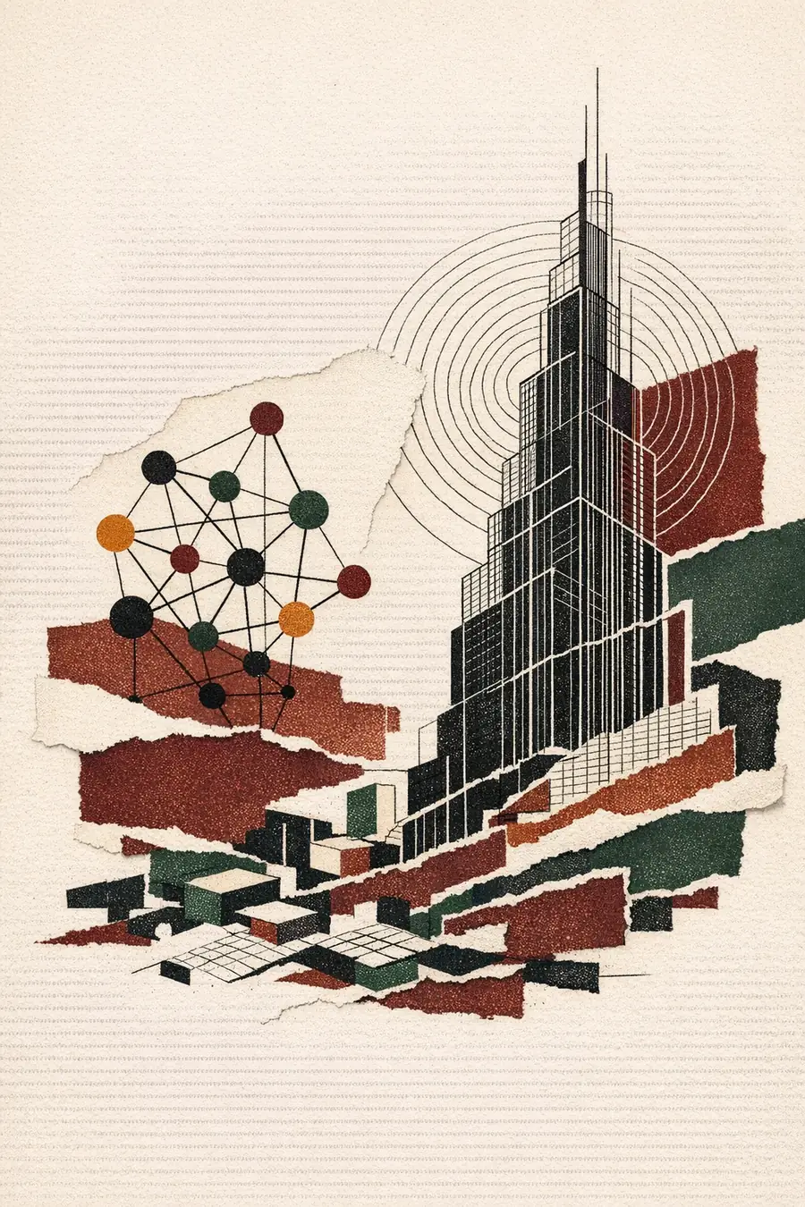 Composition éditoriale : un système d'acquisition qui s'élève, réseau de nœuds et architecture